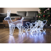 Dekorácia MagicHome Vianoce, Sob so saňami, 312 LED studená biela, 230V, 50 Hz, exteriér, 59x132x30