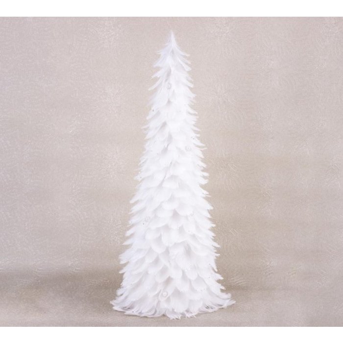 Dekorácia MagicHome Vianoce, Stromček z páperia, biely, 24x60 cm