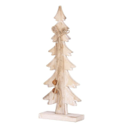 Dekorácia MagicHome Vianoce Woodeco, Stromček biely, 11x30 cm