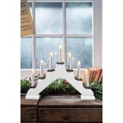 Svietnik MagicHome Vianoce, 7 LED teplá biela, biely, 2xAA, interiér, 39x31 cm