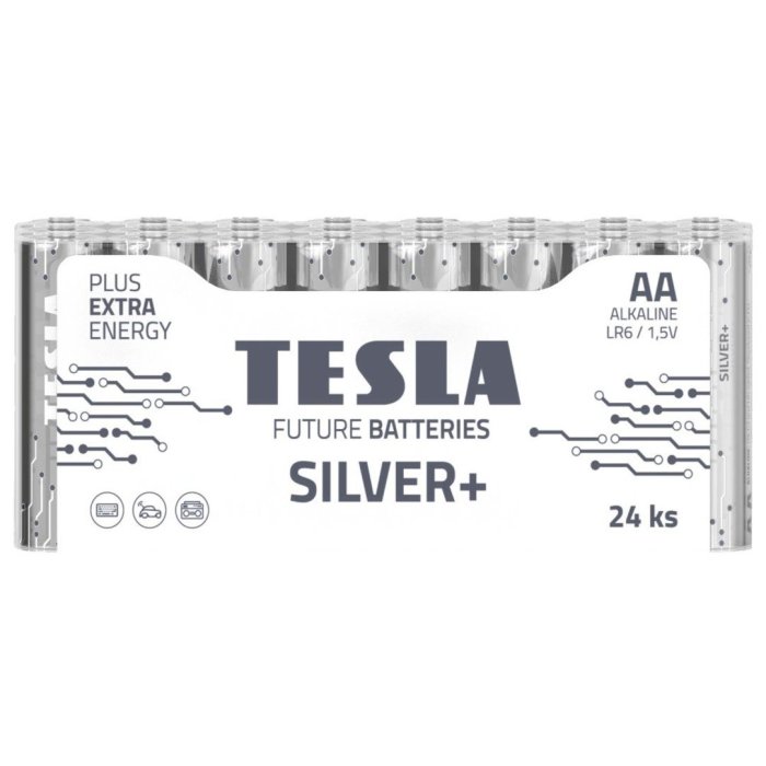 Batéria AA SILVER+, 1,5V  24 ks, alkalické (LR6, tužkové), TESLA