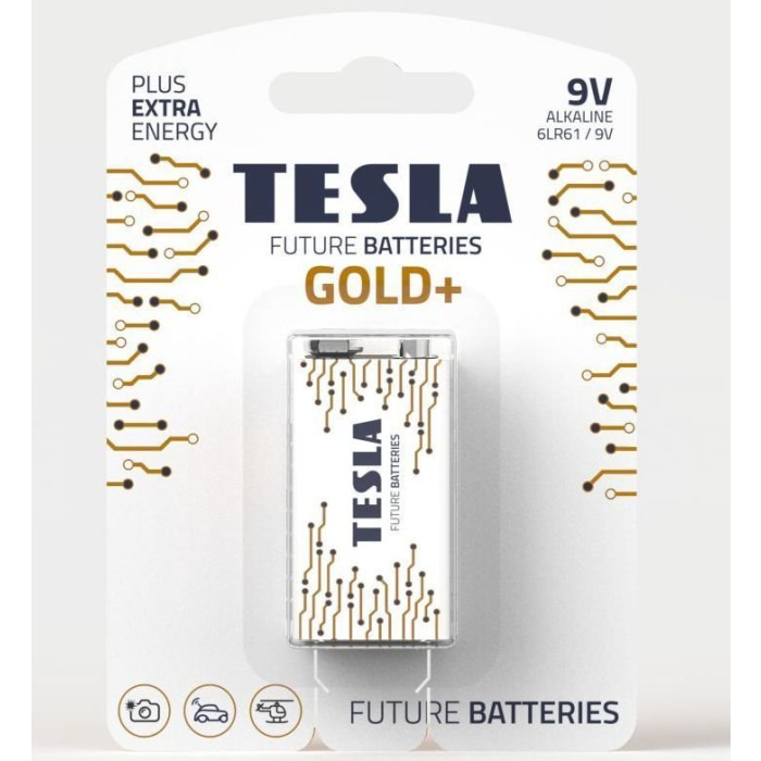 Batéria 6F22 GOLD+, 9V  1 ks, alkalická (6LR61), TESLA