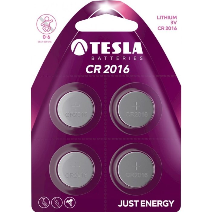 Batéria CR2016, 3V  4 ks, lítiové, TESLA