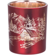 Svietnik MagicHome Vianoce, 6x7 cm, červený, s krajinkou