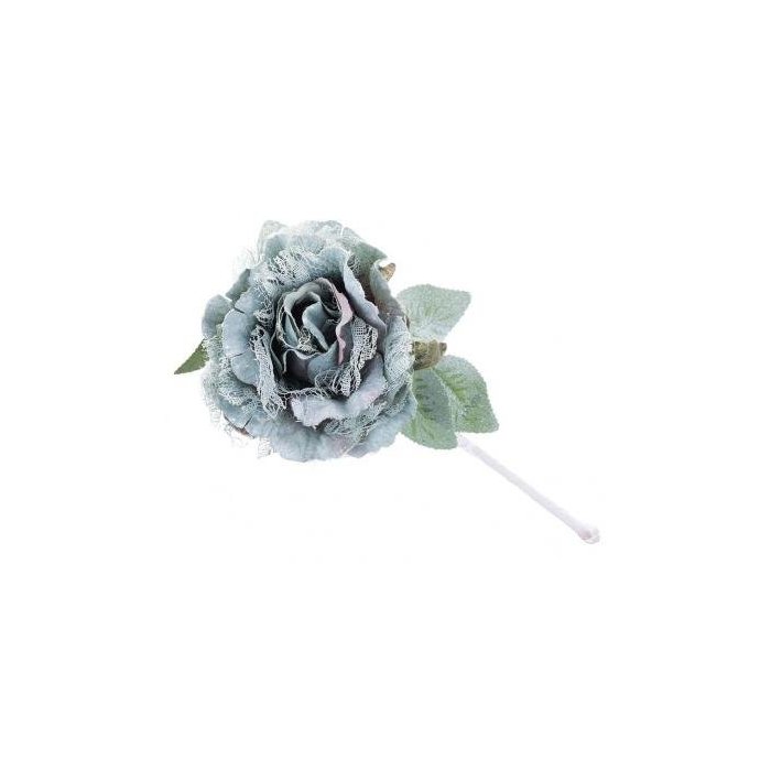 Kvet MagicHome, pivónia s listom, zelená, stonka, 12 cm