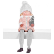 Postavička MagicHome Vianoce, Dievčatko sediace, terakota, 7,2x6,7x12 cm