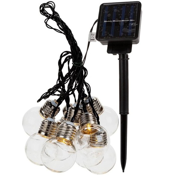 Svetelná reťaz solárna 10 LED žiaroviek - Retro
