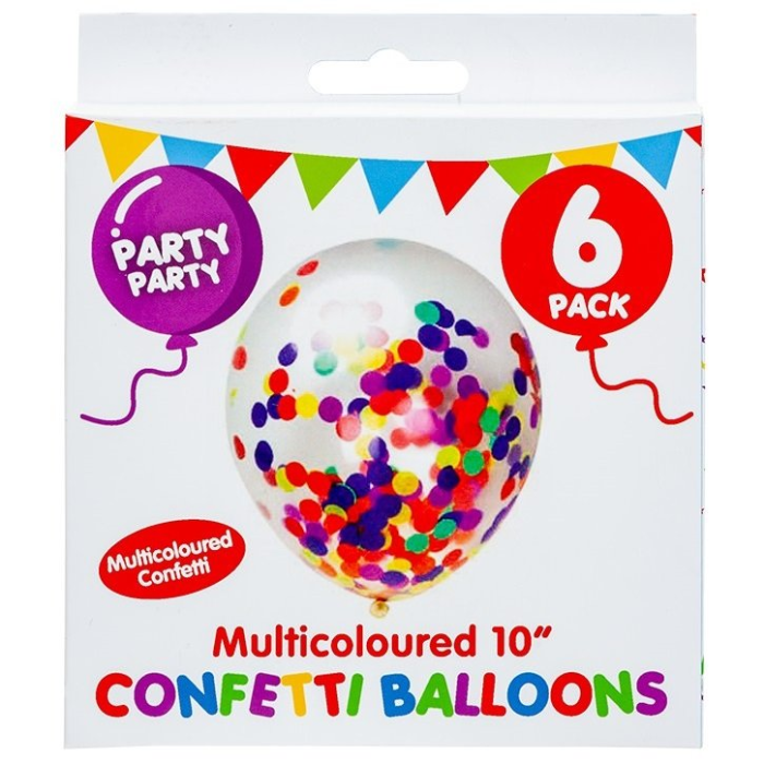 Balóny s konfetami; 25 cm; 6 ks