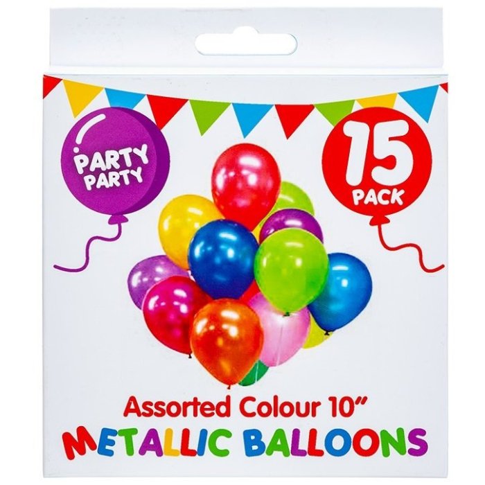 Balóny s metalikou farbou; 25 cm; 15 ks