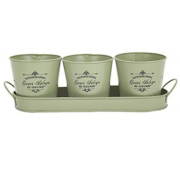 Set 3 kvetináčov s podložkou, 10 cm
