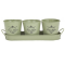 Set 3 kvetináčov s podložkou, 10 cm