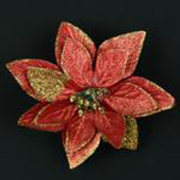 Poinsettia hlava s trblietkami 14 cm