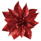 Kvet GlitterPoinsettia, so štipcom, červený, 9x8 cm