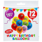 Balóny potlačou Happy Birthday; 25 cm; 12 ks