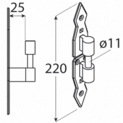 CAD 25 Dekoračný čapový držiak 25 x 220 x 4 mm