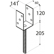 PS 140U Pätka stĺpiku typu U 141 x 120 x 60 mm