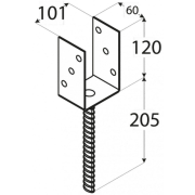 PS 100U Pätka stĺpiku typu U 101 x 120 x 60 mm